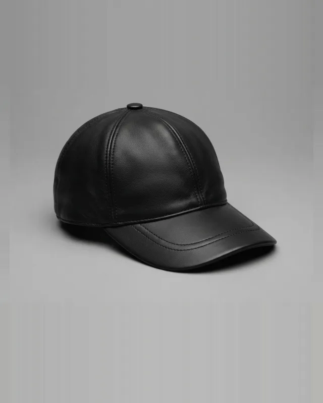 Deri Cap Şapka – Deri – toptan – Siyah